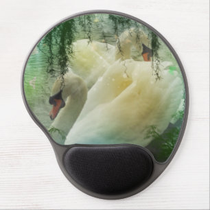 Romantic Spring Swan Lake White Swans Gel Mouse Pad