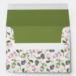 Romantic Spring Tulip floral pattern white ver Envelope