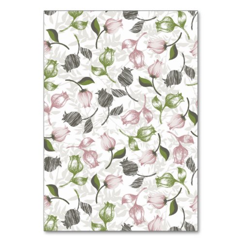 Romantic Spring Tulip floral pattern white ver Table Number