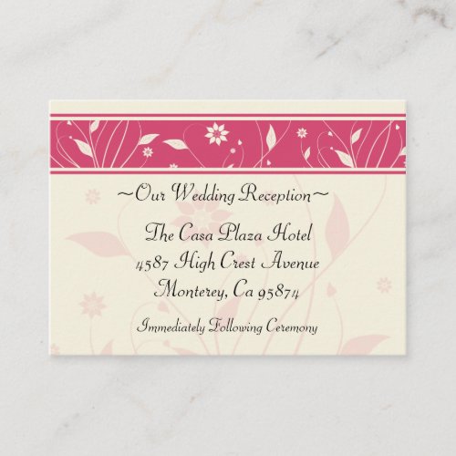 Romantic Spring Wedding Reception Card Business Cards