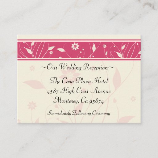 Customizable Romantic Spring Wedding Reception Card Business Cards