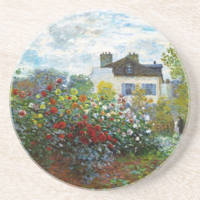 Romantic Spring Wedding Vintage Monet Garden Drink Coaster (Front)