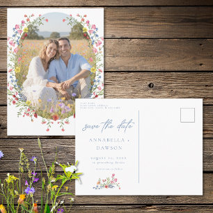 Romantic Spring Wildflower Garden Photo Save Date Postcard