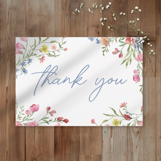 Romantic Spring Wildflower Garden Wedding Thank You Card (Creator Uploaded)