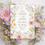 Romantic Spring Wildflower Meadow Wedding Invitation<br><div class="desc">Celebrate your love story with this Wildflower Wedding Invitation, beautifully adorned with delicate watercolor florals in soft blush pink, lavender, buttery yellow, and airy blue. Inspired by blooming gardens and romantic countryside meadows, this design creates an elegant and timeless first impression for your special day. Perfect for couples planning a...</div>