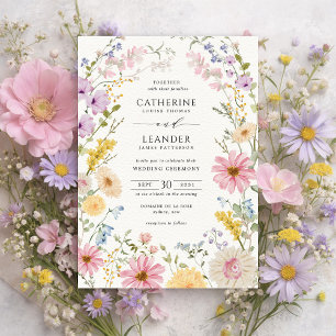 Romantic Spring Wildflower Meadow Wedding Invitation