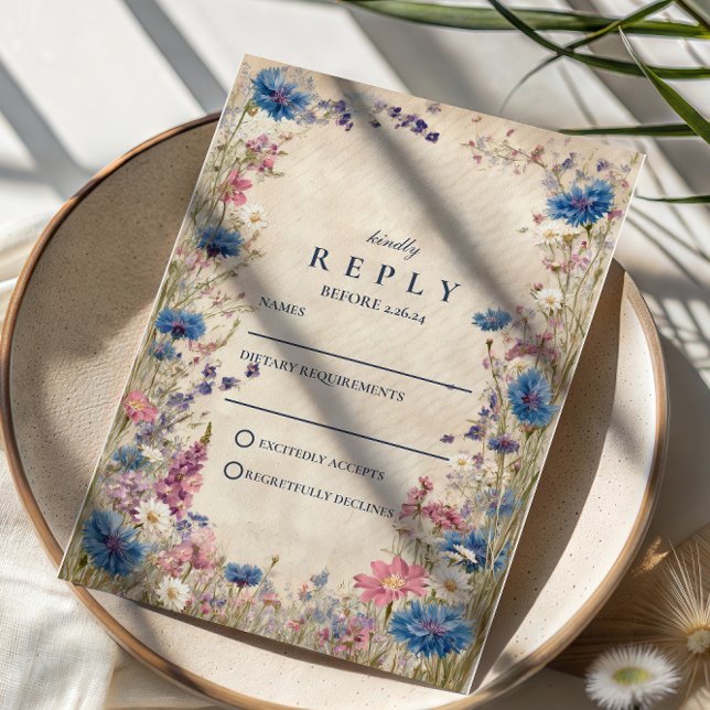 Romantic Spring Wildflower Wedding RSVP Card (Creator Uploaded)