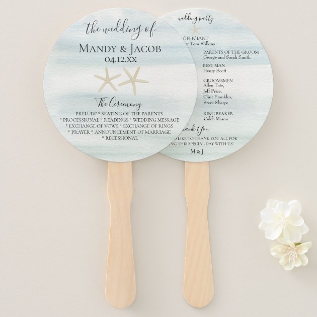 beach wedding hand fans