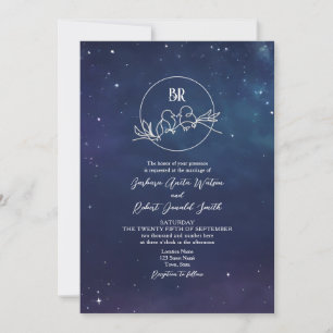 Romantic Starry Night Monogram Wedding Invitation
