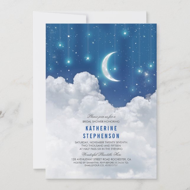 Romantic Stars and Moon Bridal Shower Invitation (Front)