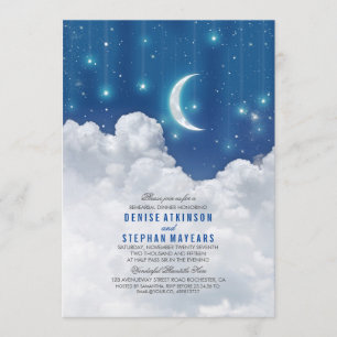 Romantic Stars and Moon Rehearsal Dinner Invitation