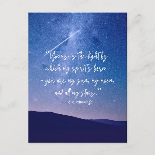 Romantic Stars Cummings Quote Postcard