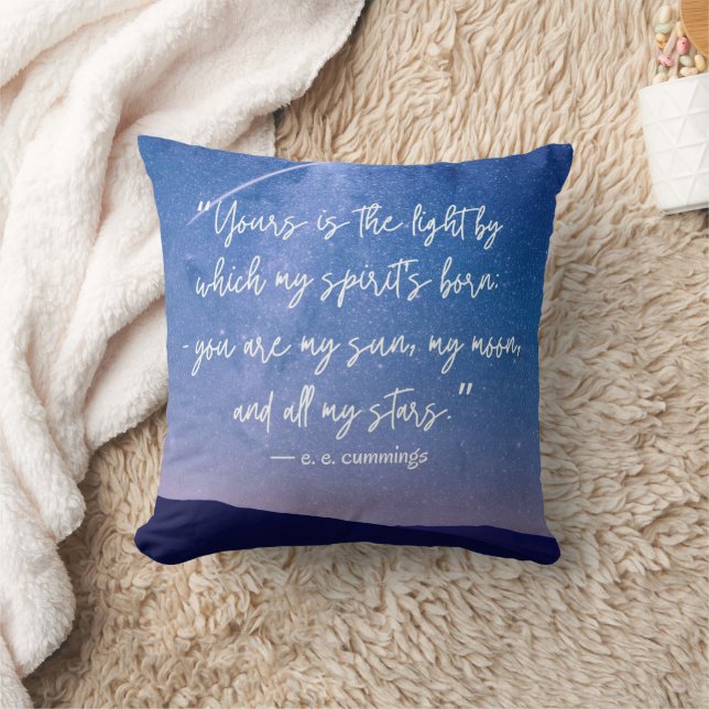 Romantic Stars Cummings Quote Throw Pillow (Blanket)