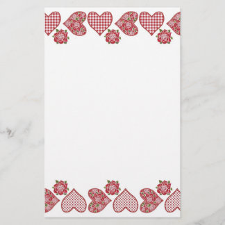 Romantic Stationery: Hearts and Red Roses Stationery