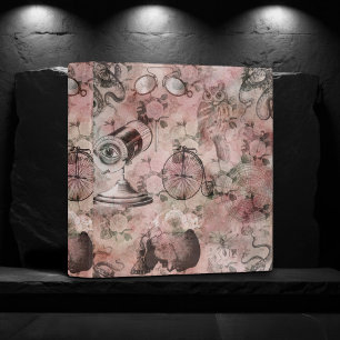 Romantic Steampunk Antique Vintage Ephemera 3 Ring Binder
