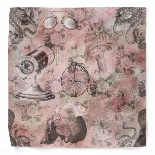 Romantic Steampunk  Antique Vintage Ephemera Bandana