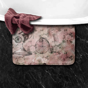Romantic Steampunk Antique Vintage Ephemera Bath Mat