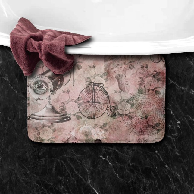 Romantic Steampunk | Antique Vintage Ephemera Bath Mat (Creator Uploaded)