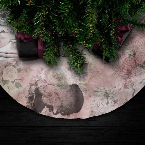 Romantic Steampunk  Antique Vintage Ephemera Brushed Polyester Tree Skirt