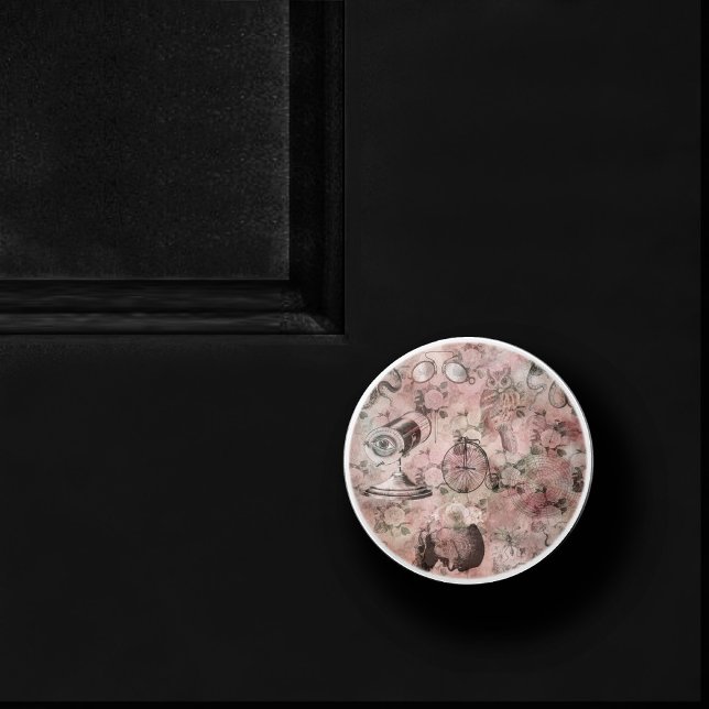 Romantic Steampunk | Antique Vintage Ephemera Ceramic Knob (Creator Uploaded)