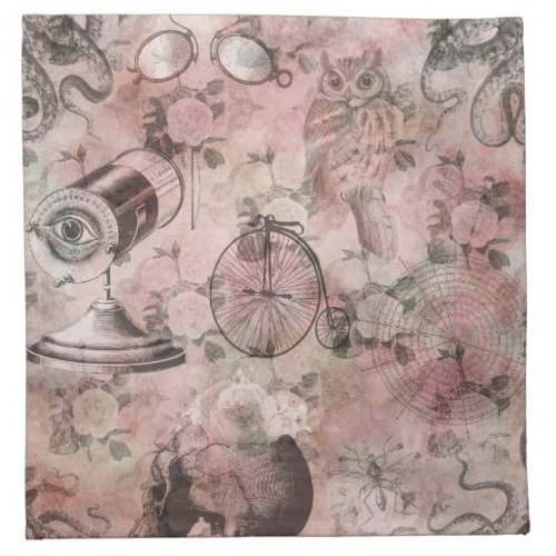 Romantic Steampunk  Antique Vintage Ephemera Cloth Napkin