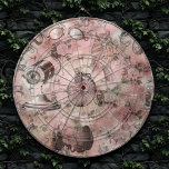 Romantic Steampunk | Antique Vintage Ephemera Dart Board<br><div class="desc">90s Grunge, All Grown Up! Feminine, sophisticated Victorian era shabby chic steampunk seamless pattern featuring dystopian cogwheel gears, bicycle, skull, owl, telescope, and more on a soft romantic millennial pink rose grunge background. This vintage 1990s inspired abstract design features a gorgeous palette that adds perfect pop of color. For customizations...</div>