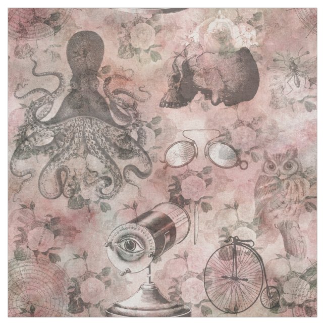 Romantic Steampunk | Antique Vintage Ephemera Fabric (Swatch)