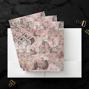 Romantic Steampunk   Antique Vintage Ephemera Pocket Folder