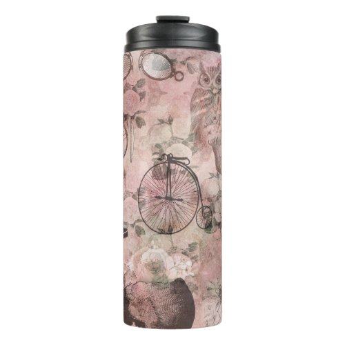 Romantic Steampunk  Antique Vintage Ephemera Thermal Tumbler