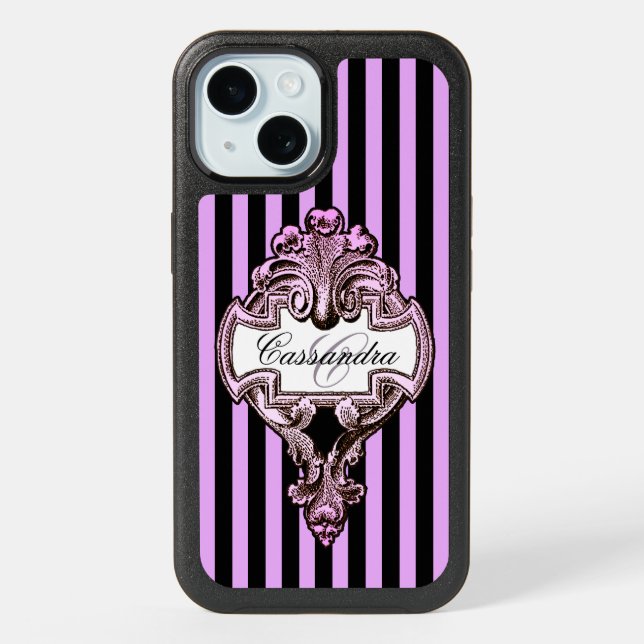 Romantic Steampunk Goth Personalized  iPhone 15 Case (Back)