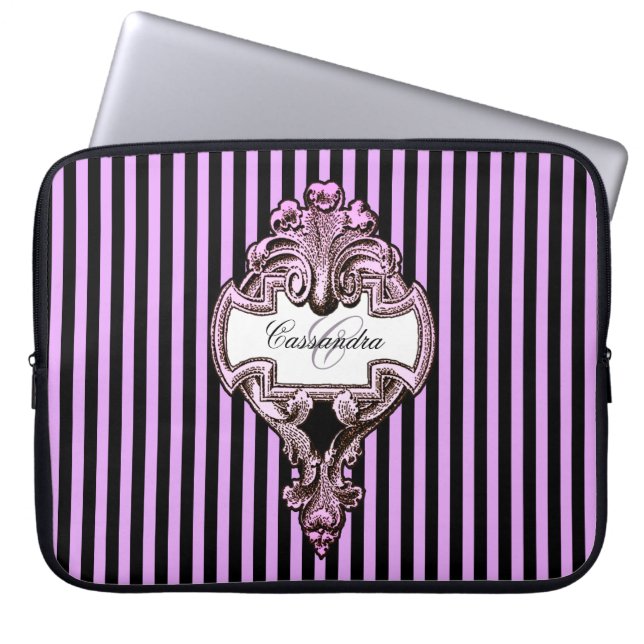 Romantic Steampunk Goth Personalized Laptop Sleeve (Front)