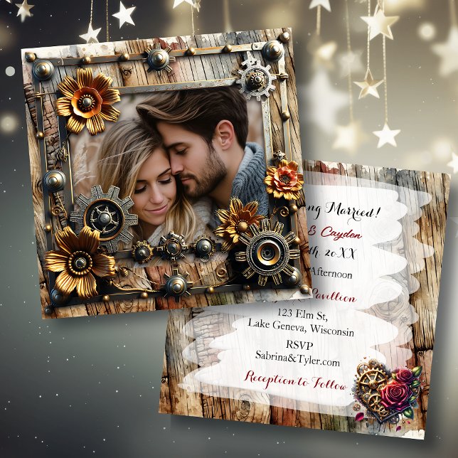 Romantic Steampunk Personalized Wedding Invitation (Creator Uploaded)