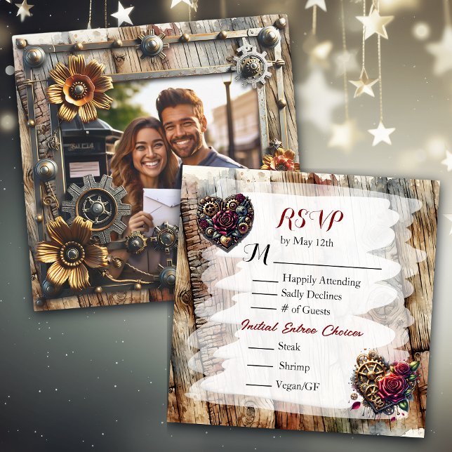 Romantic Steampunk Personalized Wedding RSVP Save The Date (Creator Uploaded)