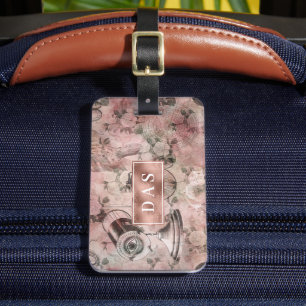 Romantic Steampunk Vintage Ephemera Monogram Luggage Tag