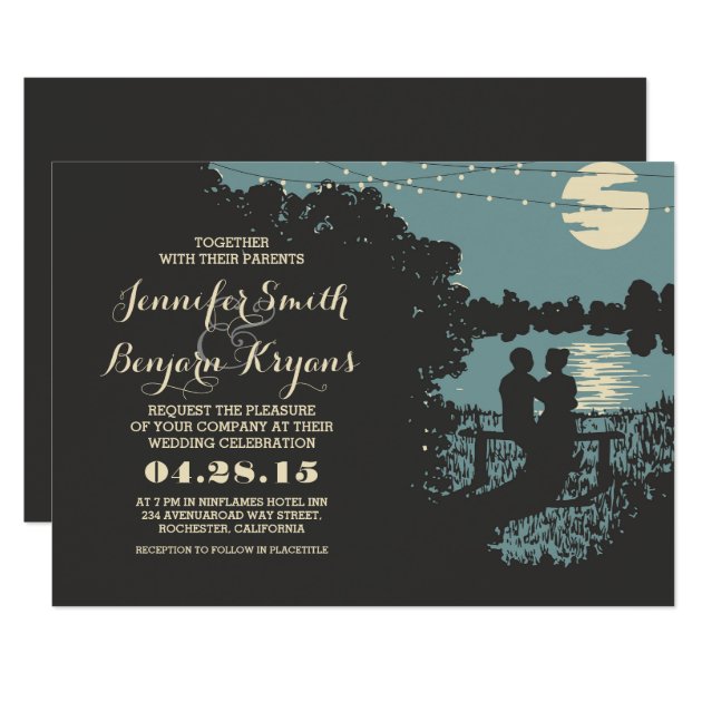 Romantic String Lights Outdoor Wedding Invitation