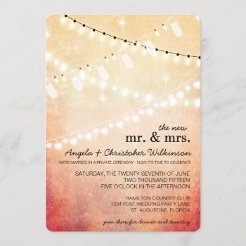 Romantic String Lights Reception Only Invitation by PetitePaperie at Zazzle