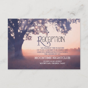 romantic string lights tree wedding reception card