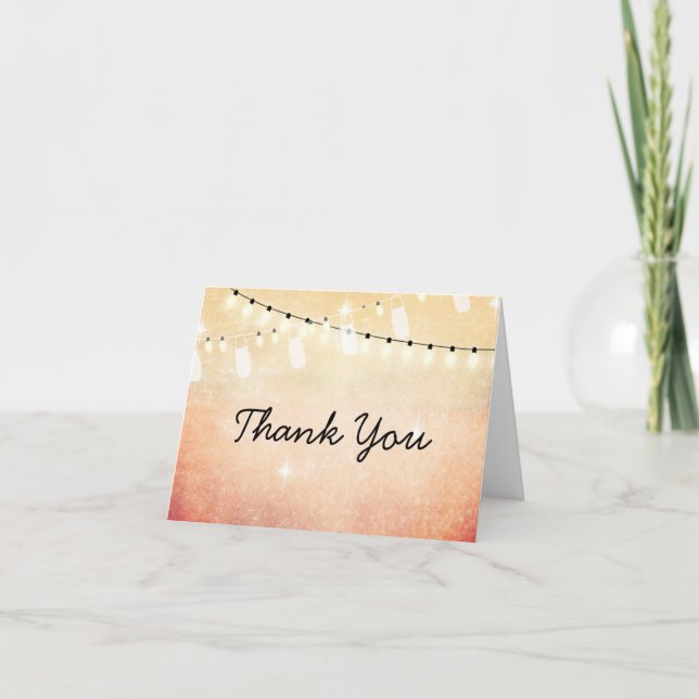 Romantic String of Lights Thank You Note Card (Front)