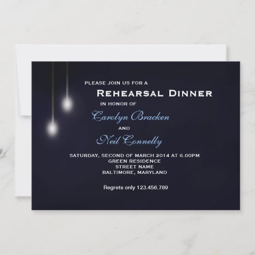 Romantic Strret Light Blue Rehearsal Dinner Card