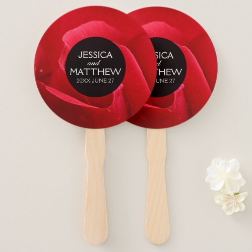 Romantic Stylish Red Rose Floral Wedding Hand Fan