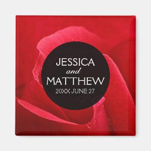 Romantic Stylish Red Rose Floral Wedding Magnet