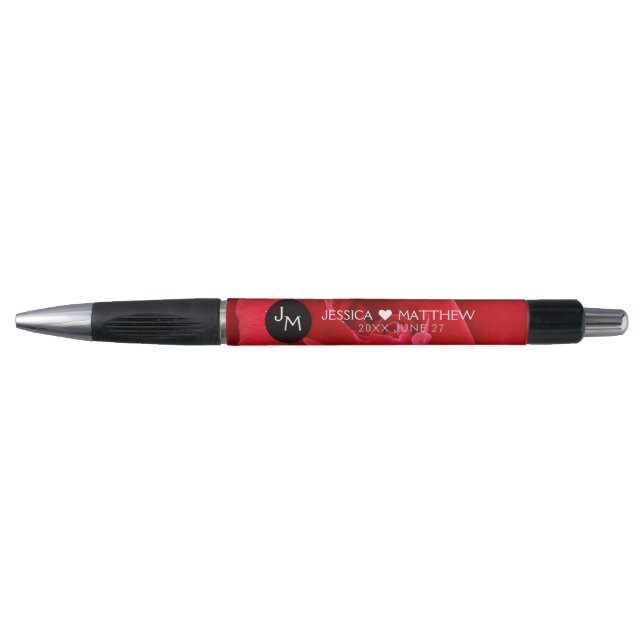 Romantic Stylish Red Rose Floral Wedding Pen (Front)