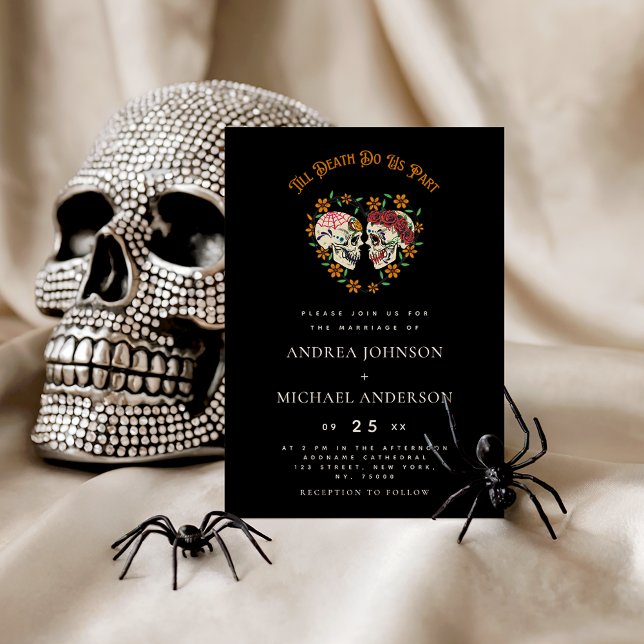 Romantic Sugar Skull Till Death Wedding Invitation (Creator Uploaded)