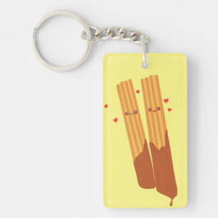 Romantic Sugary Spanish Churros With Chocolate Keychain