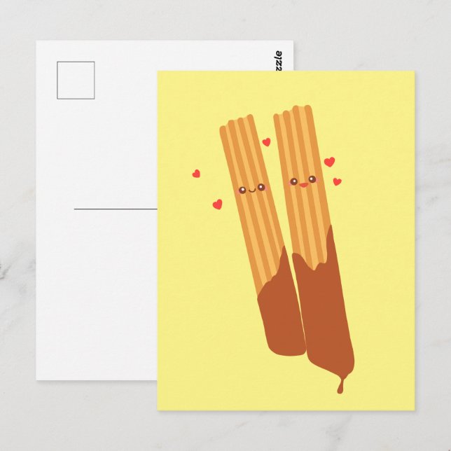 Romantic Sugary Spanish Churros  With Chocolate Postcard (Front/Back)