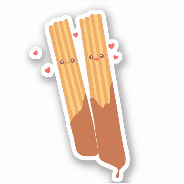 Romantic Sugary Spanish Churros  With Chocolate Sticker (Front)