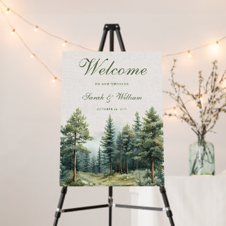 Romantic summer forest Wedding welcome Board