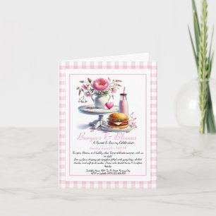 Romantic Summer Party Watercolor Burger & Pink  Invitation