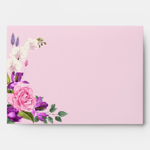 Romantic Summer Pink Violet Watercolor  Envelope