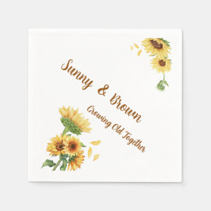 Romantic Sunflower Rustic Yellow Funny Wedding Napkins
